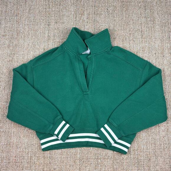OFFLINE by Aerie Tops - 💚 Offline by Aerie Cropped Quarter-Zip Sweatshirt | Size XS | Green/White